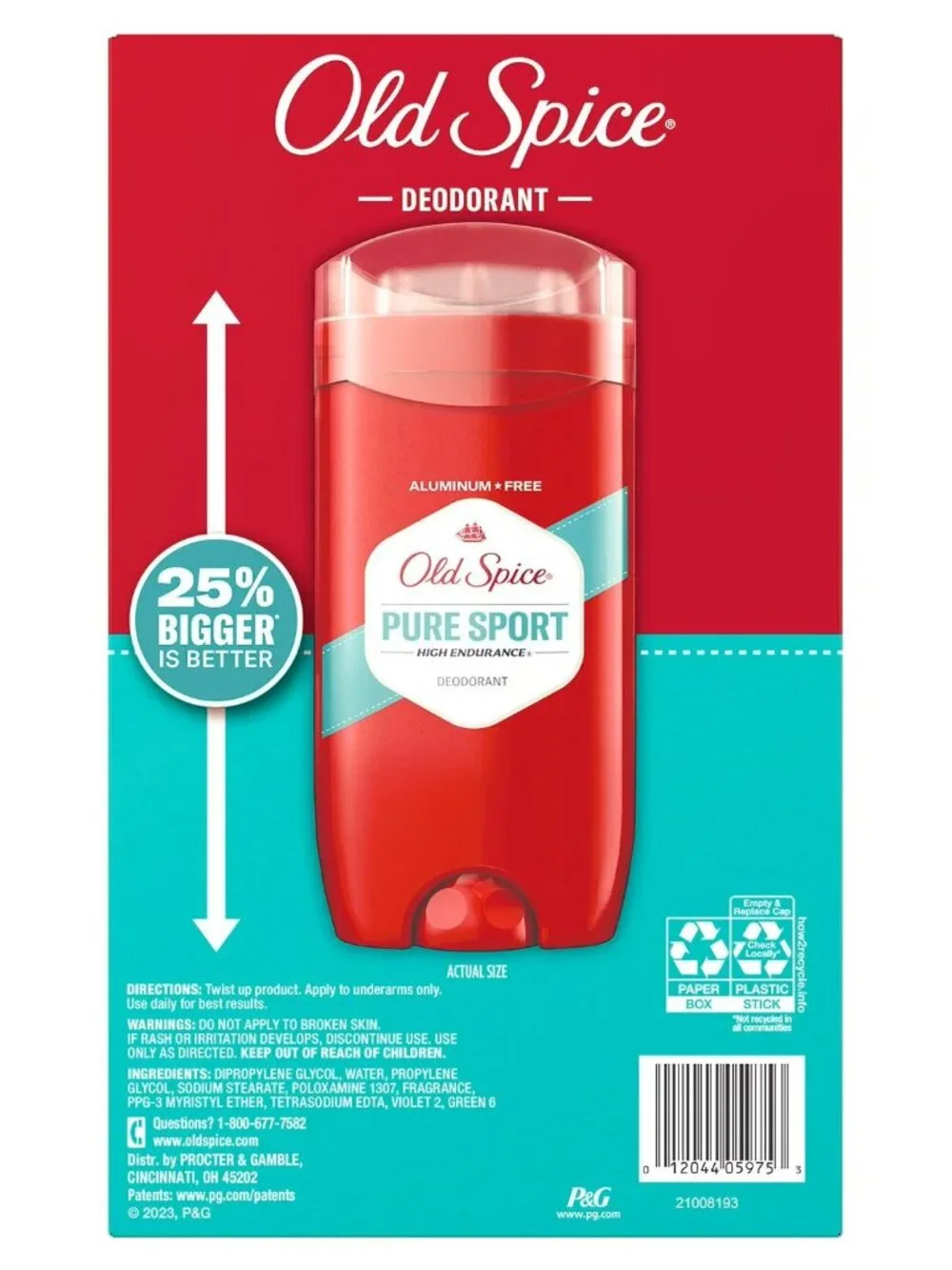 5-Pack Old Spice Men's Deodorant Pure Sport High Endurance 3.0 oz Each